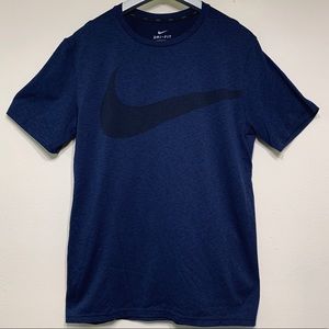 SOLD Nike Blue with Black Nike Swoosh Dri Fit Shirt